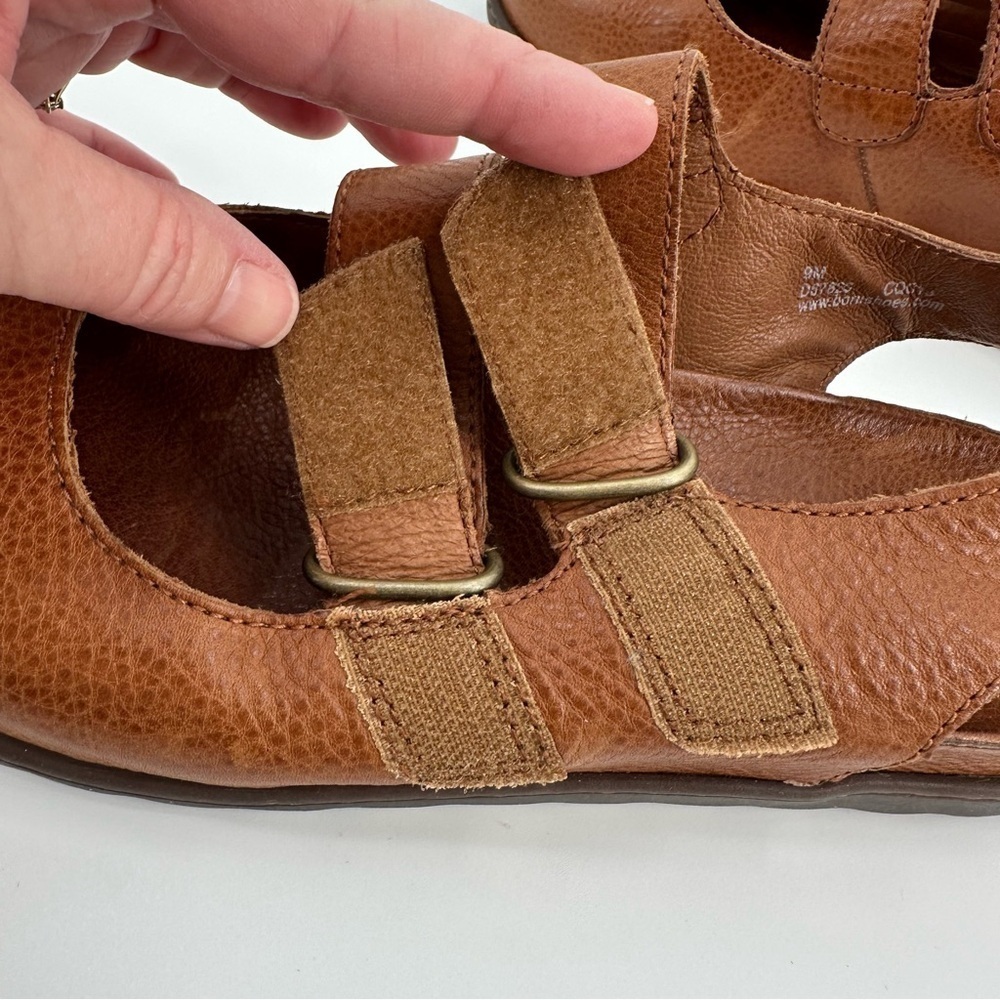BORN Handcrafted Leather Brown Comfort Double Strap Loafers Mules Size 9M - Picture 7 of 16
